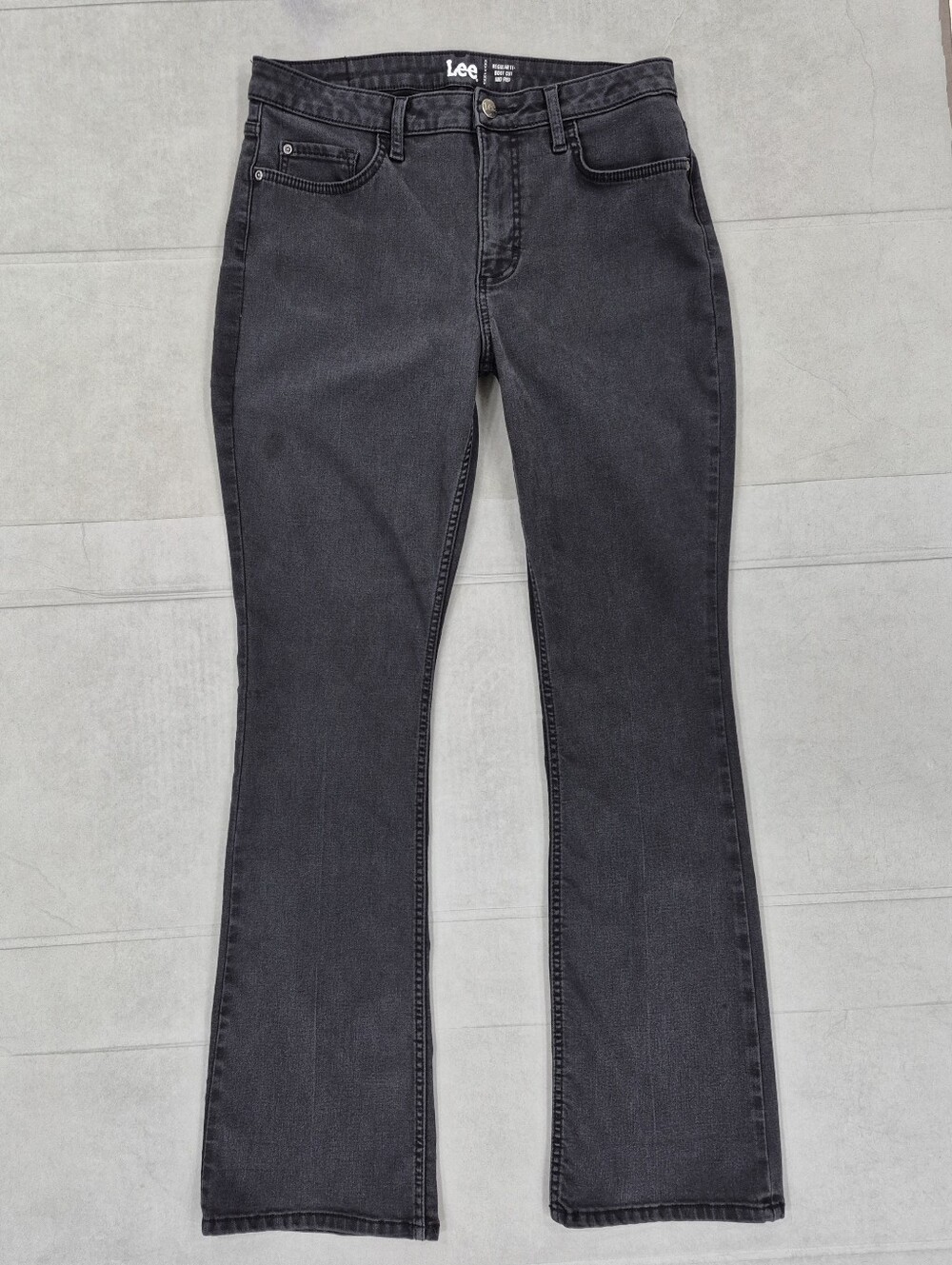 Lee jeans women's 12 black faded bootcut mid rise stretchy slim leg Regular Fit
